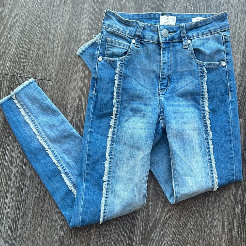 91 Cotton On Jeans Women Mid Grazer Skinny Raw Hem Center Seam Size 00-0